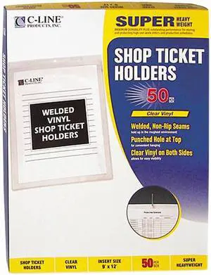 C-line 80912 Vinyl Shop Seal Ticket Holders, Top-Load, 9 x 12, Clear, 50/Box