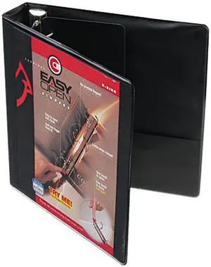 Cardinal 10311 Recycled ClearVue EasyOpen D-Ring Presentation Binder, 1-1/2" Capacity., Black