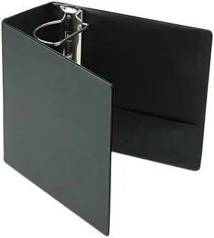 Cardinal 18762 Leather Grain Vinyl EasyOpen Slant D-Ring Binder, Finger Slot, 5" Cap, Black
