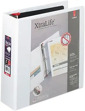 Cardinal 26330 ClearVue XtraLife Slant-D Presentation Binder, 3" Capacity, White