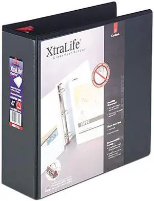 Cardinal 26341 ClearVue XtraLife Slant-D Presentation Binder, 4" Capacity, Black