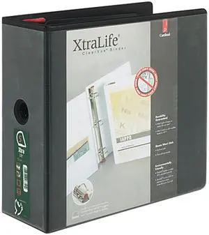 Cardinal 26351 ClearVue XtraLife Slant-D Presentation Binder, 5" Capacity, Black