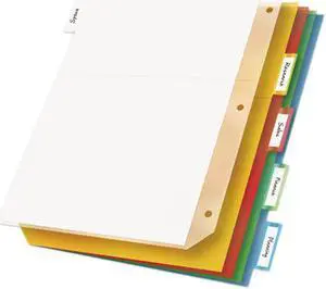 Cardinal 84009 Ring Binder Divider Pockets With Index Tabs, Letter, Assorted Colors, 5/Pack