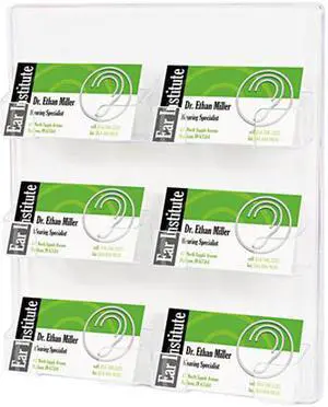 Deflect-o 70601 Six-Pocket Wall Mount Business Card Holder, 8 3/8 x 1 1/2 x 9 3/4, Clear