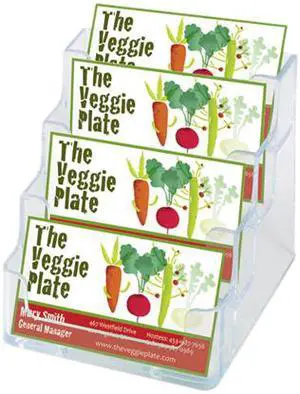 Deflect-o 70841 Four-Pocket Countertop Business Card Holder, Holds 2 x 3 1/2 Cards, Clear