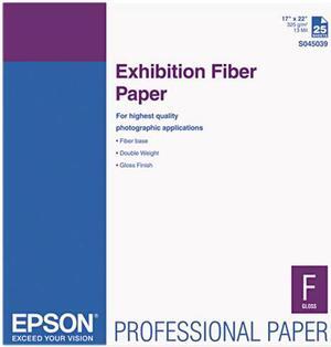Epson Exhibition Fiber Paper, Micro Porous Smooth Gloss, 17 x 22, White, 25 Sheets