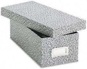 Oxford 40588 Reinforced Board Card File with Lift-Off Lid Holds 1200 3 x 5 Cards, Black/White