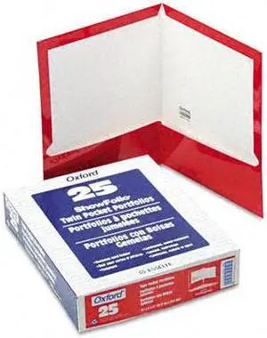 Oxford 51711 High Gloss Laminated Paperboard Folder, 100-Sheet Capacity, Red, 25/Box