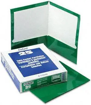 Oxford 51717 High Gloss Laminated Paperboard Folder, 100-Sheet Capacity, Green, 25/Box
