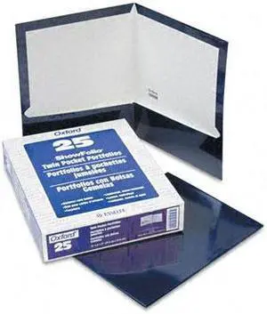 Oxford 51743 High Gloss Laminated Paperboard Folder, 100-Sheet Capacity, Navy, 25/Box
