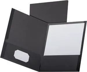 Oxford 53406 Twin-Pocket Linen Paper Portfolio, Black