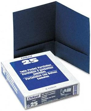 Oxford 53443 Twin-Pocket Linen Paper Portfolio, Navy