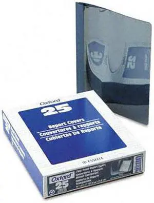 Oxford 55838 Clear Front Report Cover, Tang Clip, Letter, 1/2" Capacity, Dark Blue, 25/Box
