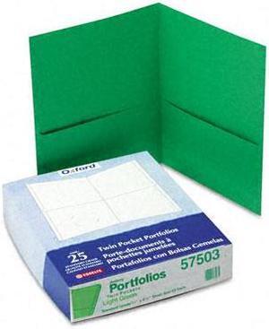 Oxford 57503 Twin-Pocket Portfolio, Embossed Leather Grain Paper, Light Green