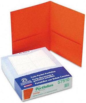 Oxford 57510 Twin-Pocket Portfolio, Embossed Leather Grain Paper, Orange