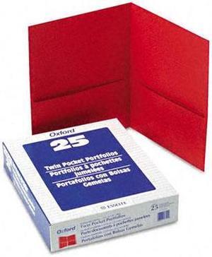 Oxford 57511 Twin-Pocket Portfolio, Embossed Leather Grain Paper, Red