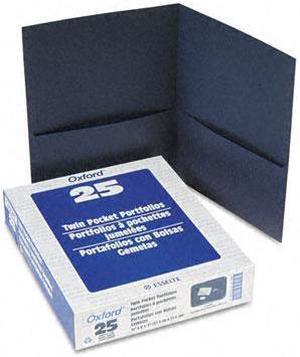 Oxford 57538 Twin-Pocket Portfolio, Embossed Leather Grain Paper, Dark Blue
