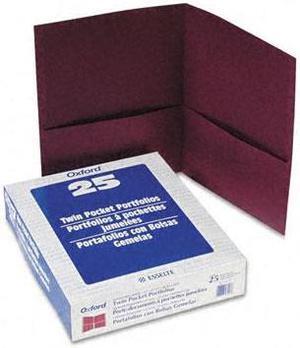 Oxford 57557 Twin-Pocket Portfolio, Embossed Leather Grain Paper, Burgundy