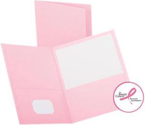 Oxford 57568 Twin-Pocket Portfolio, Embossed Leather Grain Paper, Pink