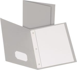 Oxford 57705 Paper Twin-Pocket Portfolio, Tang Clip, Letter, 1/2" Capacity, Gray, 25/Box