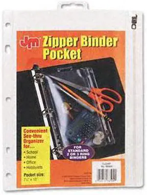 Oxford 68599 Zippered Ring Binder Pocket, 6 x 9-1/2, Clear/White