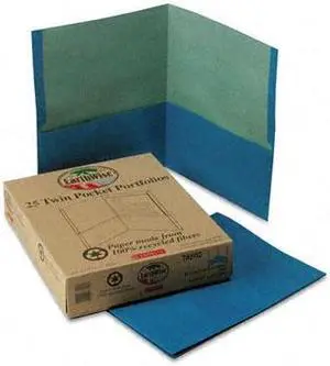 Oxford 78502 Recycled Paper Twin-Pocket Portfolio, Blue - 25/Box