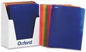 Oxford 99811 Two-Pocket Portfolio, Tang Fastener, 1/2" Capacity, Assorted Colors, 25/Box