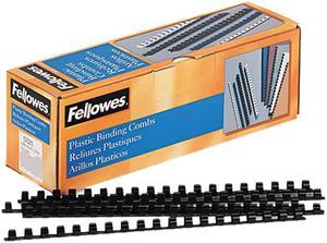 52325 Fellowes Plastic Comb Bindings, 3/8" Diameter, 55 Sheet Capacity, Black, 100 Combs/Pack