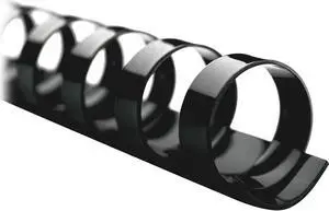 4000068 GBC CombBind Standard Spines, 1/2" Diameter, 85 Sheet Capacity, Black, 100/Box