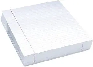 Pacon Essay/Composition Paper, Ruled, Red Margin, 8-1/2 x 11, White, 500 Sheets/Ream