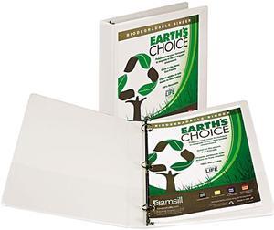 Samsill 18937 Earth's Choice Biodegradable Round Ring View Binder, 1" Capacity, White