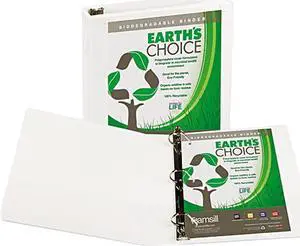 Samsill 16957 Earth's Choice Biodegradable Angle-D Ring View Binder, 1-1/2", White