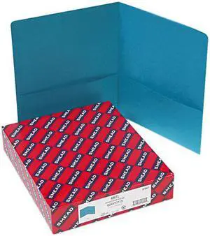 Smead 87867 Two-Pocket Portfolio, Embossed Leather Grain Paper, Teal, 25/Box