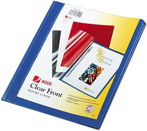 Acco 26102 Vinyl Report Cover, Prong Clip, Letter, 1/2" Capacity, Clear Cover/Blue Back