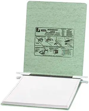 ACCO 54115 Pressboard Hanging Data Binder, 9-1/2 x 11 Unburst Sheets, Light Green