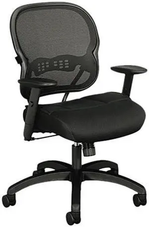 HON Wave Mid-Back Chair - Mesh Office or Computer Chair with Adjustable Arms, Black (VL712)