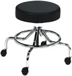 Safco 3432BL Screw Lift Stool w/Low Base, 17-25" Height-Adjustable, Chrome/Black