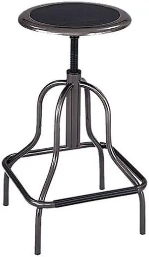 Safco 6665 Diesel Backless Industrial Stool, High Base, Black Leather Seat