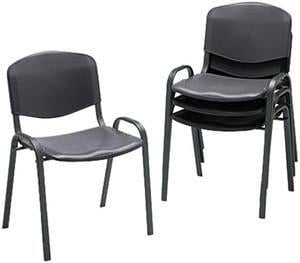 Safco 4185BL Contour Stacking Chairs, Black w/Black Frame, 4/Carton