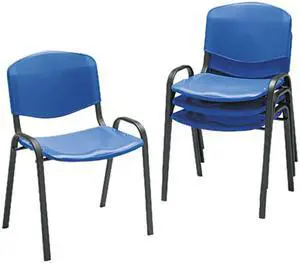 Safco 4185BU Contour Stacking Chairs, Blue w/Black Frame, 4/Carton