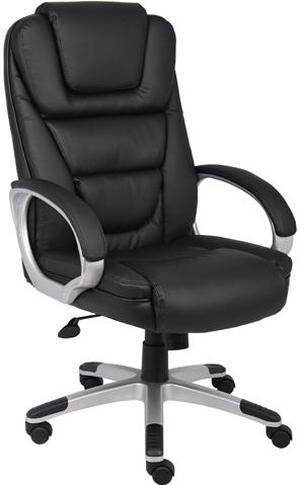Boss Office Products Boss Black Upholstered with LeatherPlus Executive Chair B8601