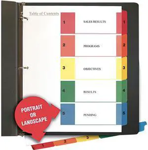 Universal UNV24800 Deluxe Table of Contents Dividers for Printers, 5-Tab, 1 to 5, Table Of Contents, 11 x 8.5, White, 6 Sets