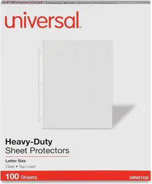 Universal Top-Load Poly Sheet Protectors - Heavy Gauge - Letter Size - Clear - 100/Pack  UNV21132