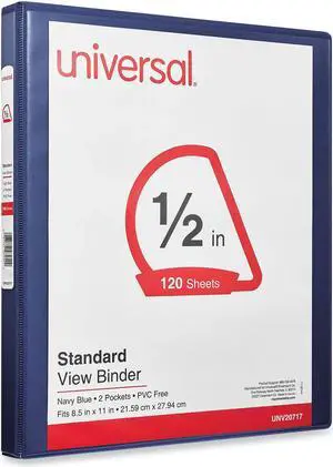 Universal Slant D-Ring View 3 Ring Binder - 0.5" Capacity - 11 x 8.5 - Navy Blue   UNV20717