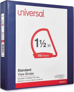 Universal Slant D-Ring View 3 Ring Binder - 1.5" Capacity - 11 x 8.5 - Navy Blue   UNV20718