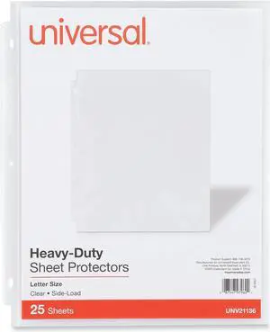 Universal Side-Load Poly Sheet Protectors - Heavy Gauge - Letter Size - Clear - 25/Pack  UNV21136