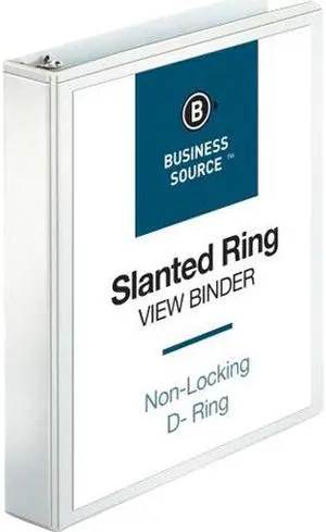 Business Source 28441BD Basic D-Ring White View Binders, 3 Slant D-Ring Fastener, 4 / Bundle