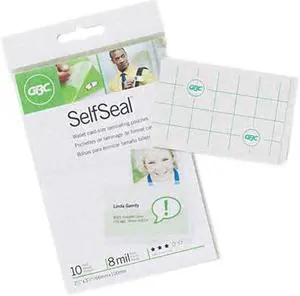 3745685 GBC SelfSeal Clear Laminating Pouches, 8 mil, 2 5/8 x 3 7/8, Wallet Size, 10/Pack