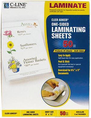65004 C-Line Cleer Adheer Nonglare Laminating Film, 2 mil, 9 x 12, 50/Box