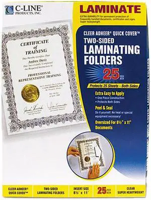 65187 C-Line Quick Cover Laminating Folders, 12 mil, 9 1/8 x 11 1/2, 25/Pack